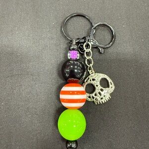 Skull Charm Beaded Keychain